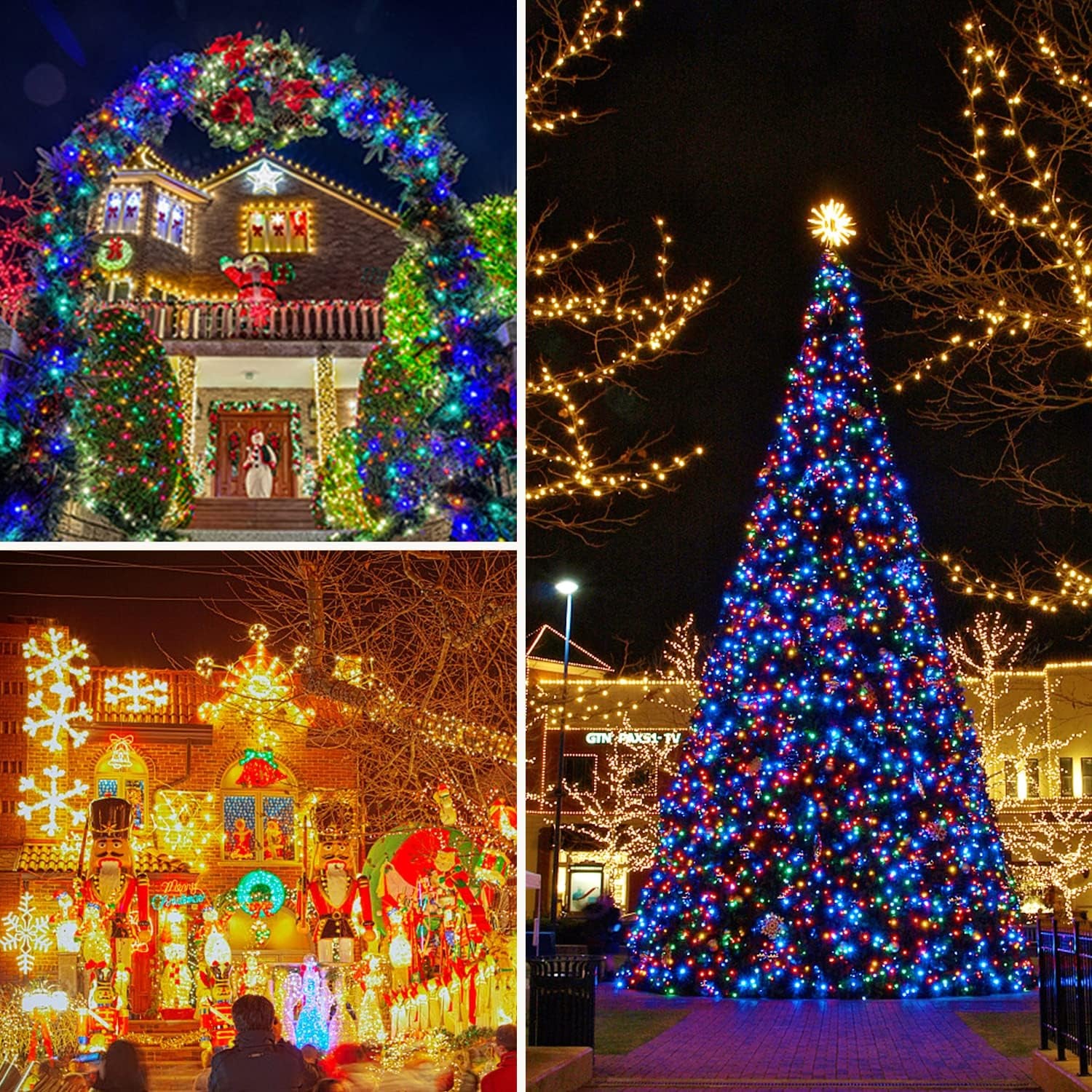 250 LED Warm White and Multicolor Christmas String Lights Indoor Outdoor Waterproof for Garden Patio Party Halloween Christmas Decorations