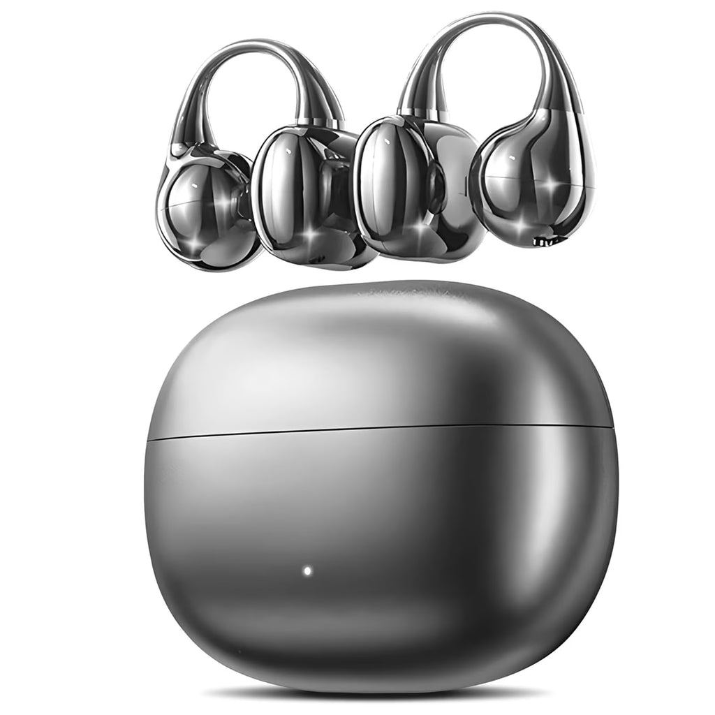 Open Ear Earbuds, Wireless Earbuds, Bluetooth Headphones with Mic, Adaptive Noise Cancelling Calls, Bluetooth 5.4, 50H Playtime, Light Weight, Clip on Earbuds for Workout/Running (Black)