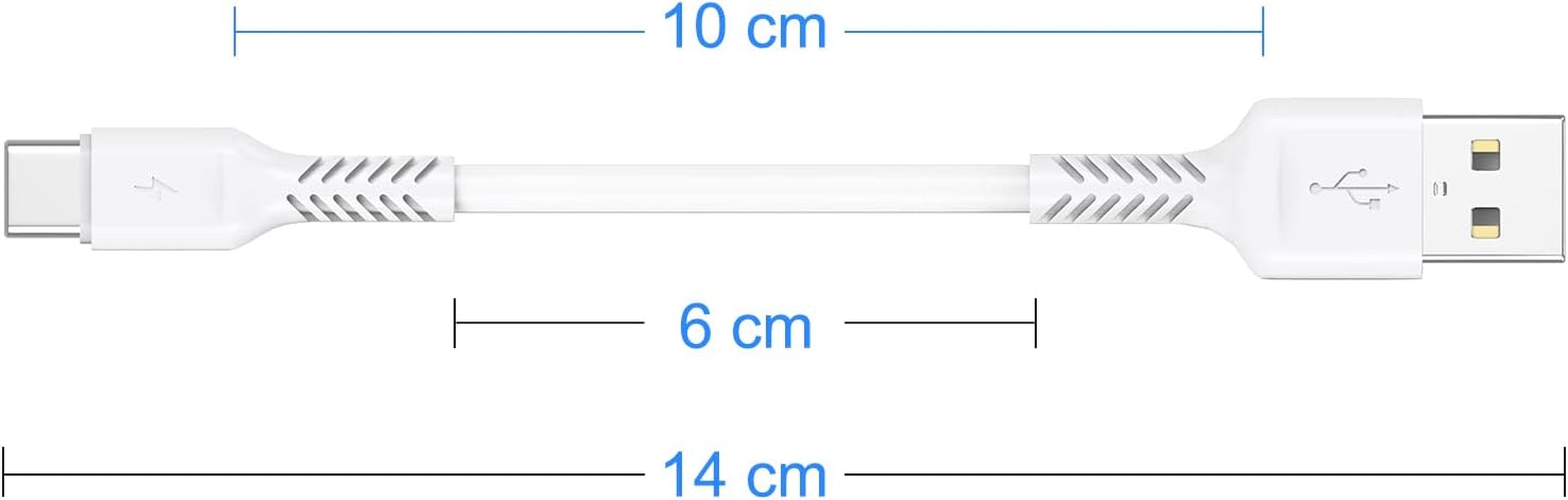 4 Inch USB C Cord Short 5 Pack Durable USB a to USB Type C Cable Fast Charging for Charging Station Compatible with Samsung Galaxy Note 10 20 S10 S20 A20 plus LG (White)